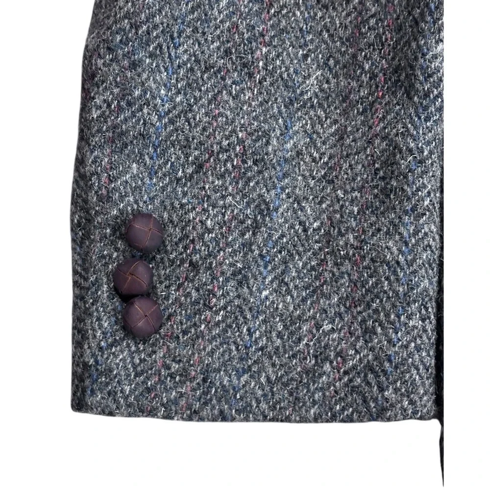 Vintage Harris Tweed Sport Coat Mens Grey, Blue/Red Color Fleck Wool Jacket XL‎
